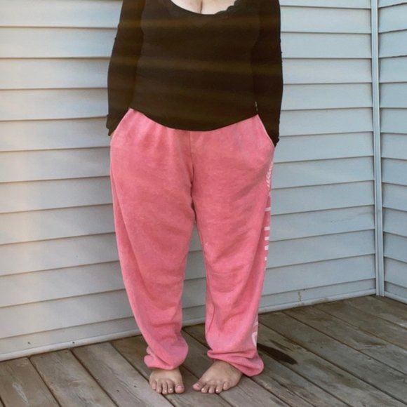 Victoria's Secret PINK | Distressed Coral Logo Print Joggers | Size Large - Picture 6 of 14
